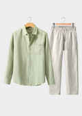 DOLCEVITA CONJUNTO DE VERANO DE MANGA LARGA - VERDE MENTA/BEIGE