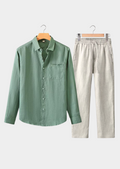 Dolcevita Conjunto de verano de manga larga - Verde/Beige