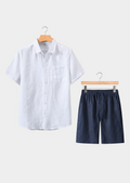 DOLCEVITA CONJUNTO DE VERANO DE MANGA CORTA - BLANCO/AZUL MARINO