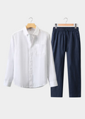 Conjunto de verano de manga larga Dolcevita - Blanco/Azul marino