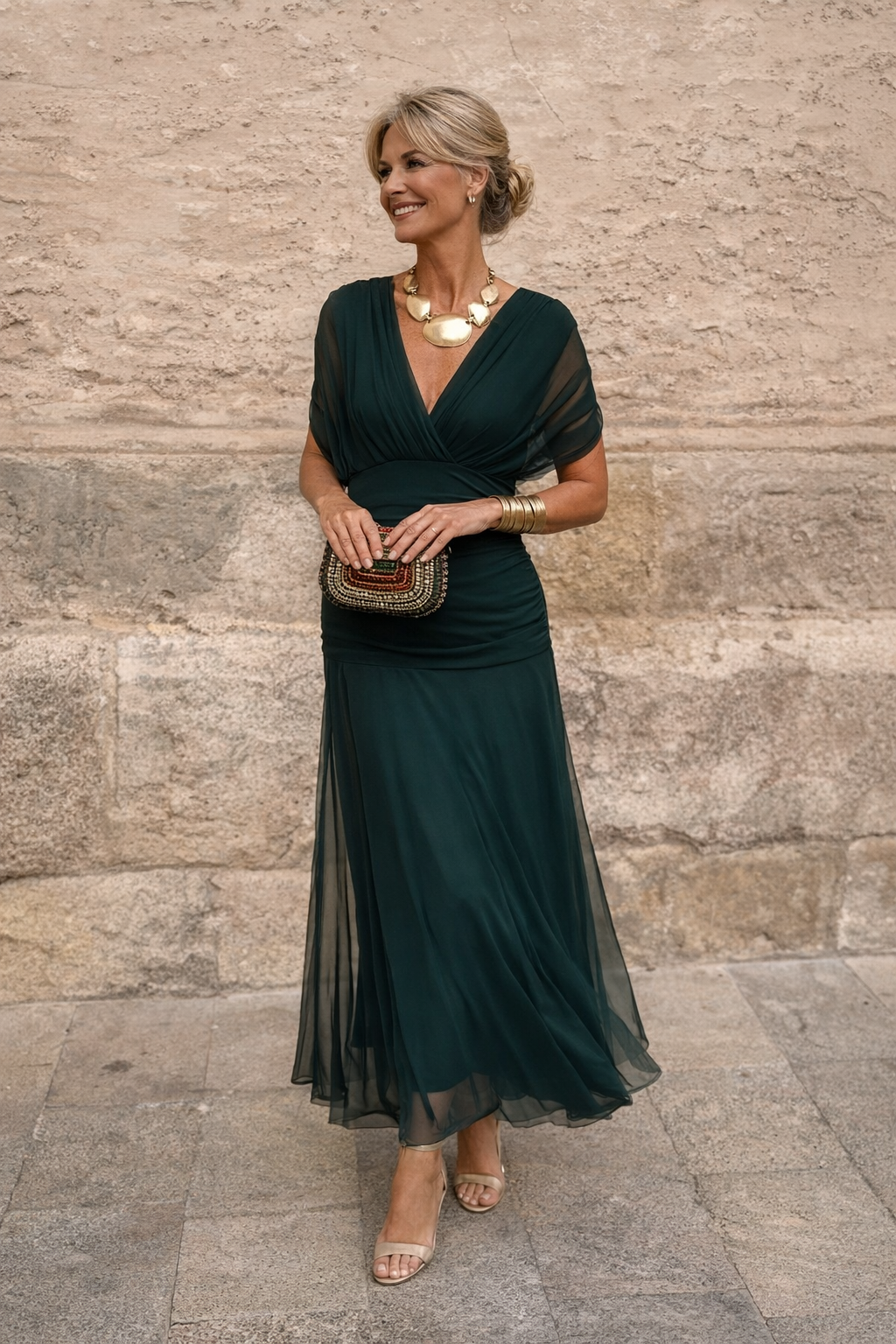 ANA | VESTIDO MAXI PLEAT ELEGANTE