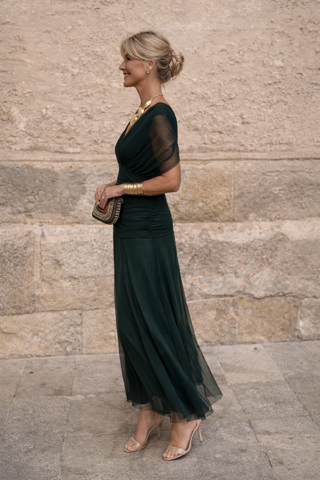 ANA | VESTIDO MAXI PLEAT ELEGANTE