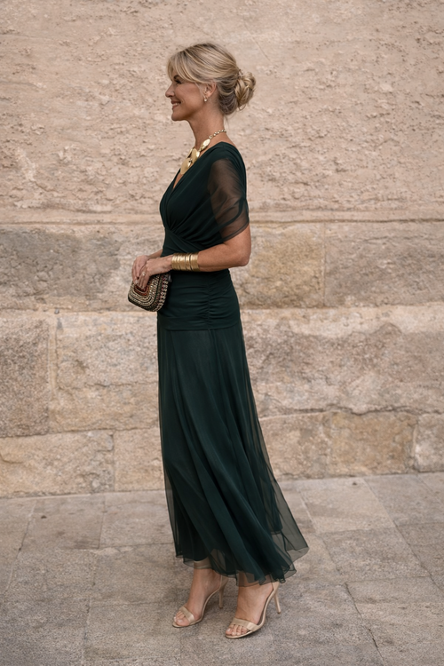 ANA | VESTIDO MAXI PLEAT ELEGANTE